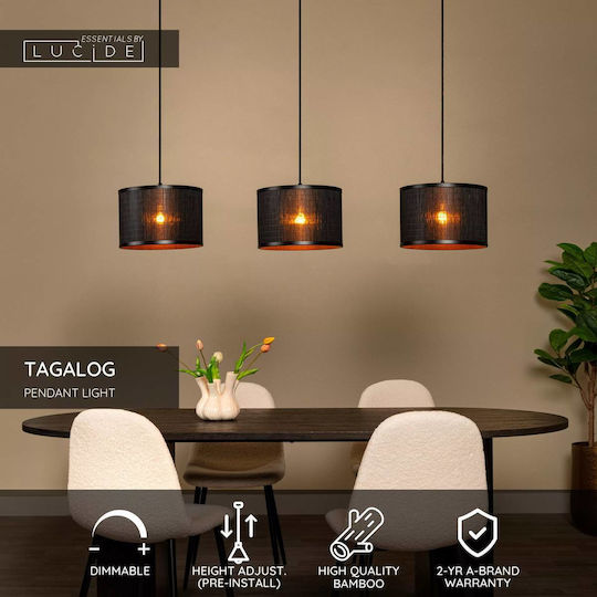 Lucide Lightning Tagalog Pendant Light Black 40x40cm
