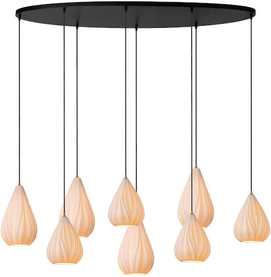 Lucide Lightning Cinzia Κρεμαστό Φωτιστικό Λευκό για 8 Λαμπτήρες E27