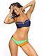 Set Bikini Push Up Albastru-Portocaliu