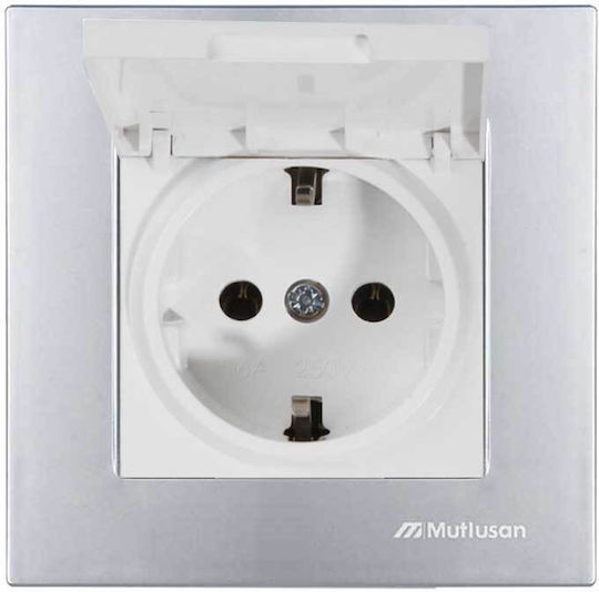 Mutlusan Rita Single Mortice Πρίζα Ρεύματος με Καπάκι Argintiu 1buc