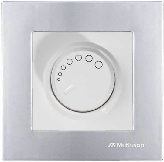 Mutlusan Mutlusan Dimmerschalter mit Rahmen Klassischer Rotierend 600W in Silber Farbe