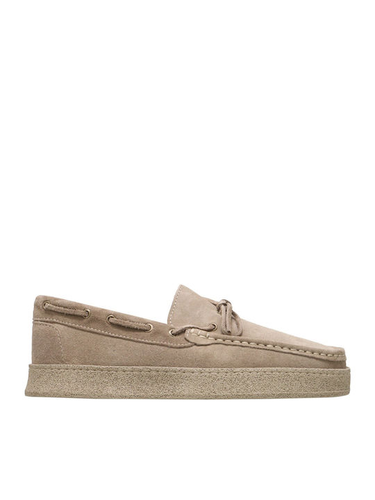 Καλογήρου Suede Ανδρικά Loafers σε Μπεζ Χρώμα