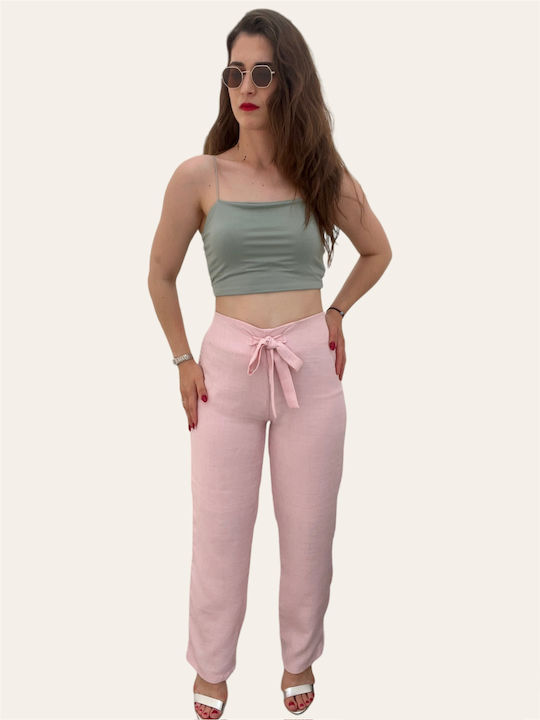 Rashell Women's Fabric Trousers Pink