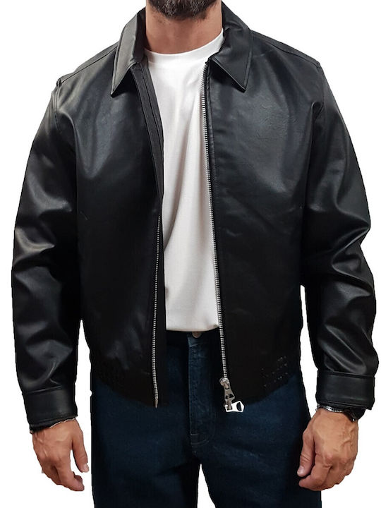 Jack & Jones Geacă din Piele Sintetică Neagră