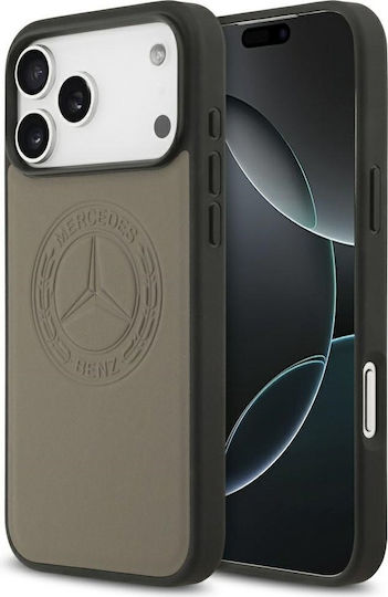 Mercedes-Benz Logo Umschlag Rückseite Leder / Kunststoff / Silikon Braun (iPhone 17 Pro Max)