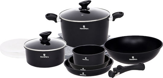 HomeVero Cookware Set of Stainless Steel with Non-stick Coating 17pcs