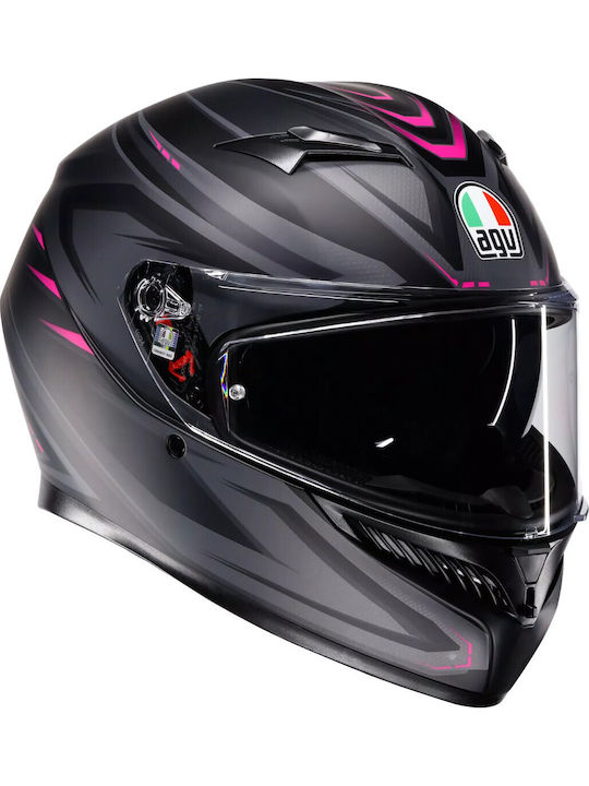 AGV K3 Syth Mat Black/Pink Motorcycle Helmet Full Face ECE 22.06 1550gr with Pinlock and Sunvisor