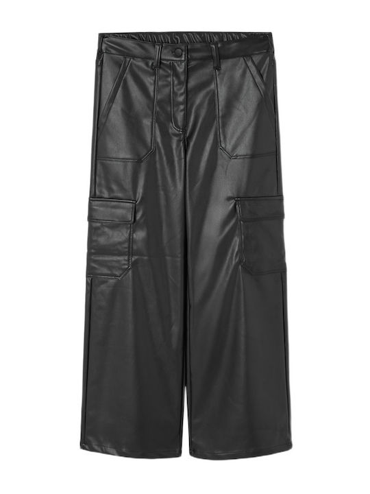 Pantalon Pentru Copii Cargo Din Piele Negru