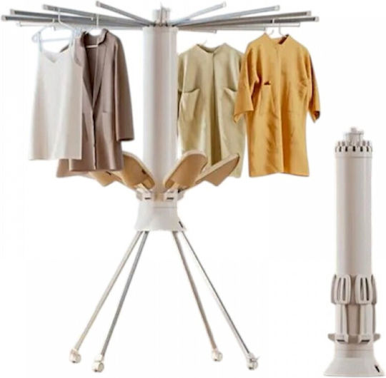 Folding Floor Clothes Drying Rack Metallic with Wheels