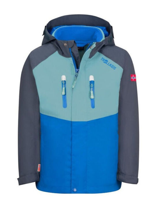Wasserdicht Kinder Sportjacke Winddicht mit Kapuze Blau