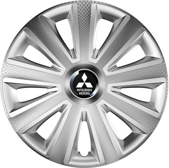 Versaco Комплект тапи за колела на автомобил Aviator Carbon Rc с Марка Мицубиши 4бр 14" Сребрист