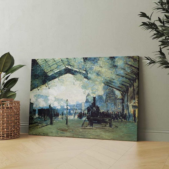Καμβάς Oscar Claude Monet Ο Σιδηροδρομικός Σταθμός Του Saint Lazare Στο Παρίσι 53χ66