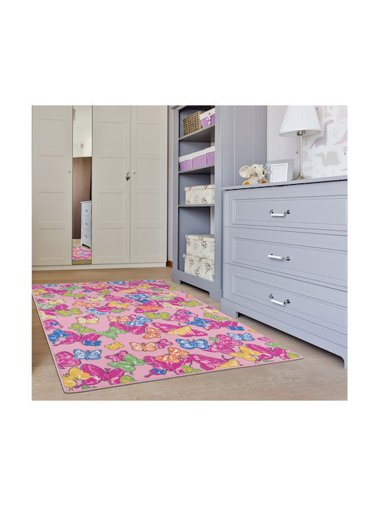 Παιδικό Χαλί Playroom Πεταλούδες Ροζ 120x160