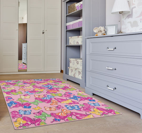 Kinderteppich Playroom Schmetterlinge Rosa 120x160