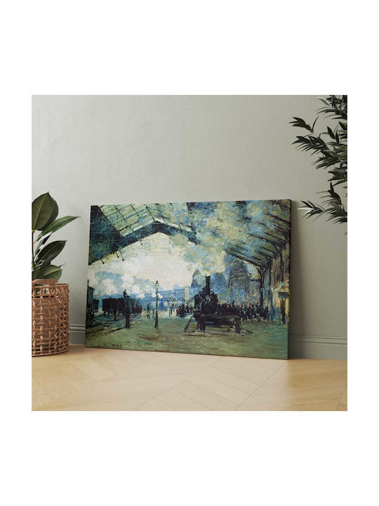 Καμβάς Oscar Claude Monet Ο Σιδηροδρομικός Σταθμός Του Saint Lazare Στο Παρίσι 96χ120