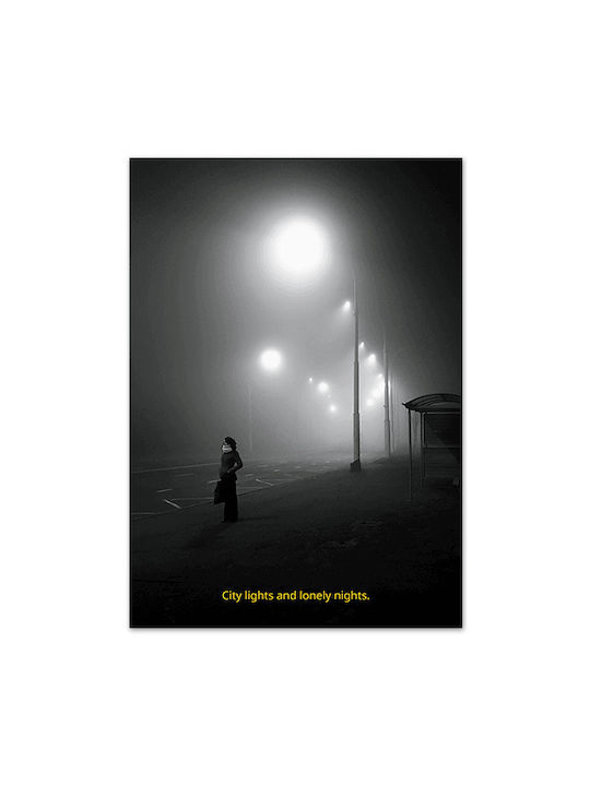 Poster City Lights Lonely Nights Tipografic 30x40