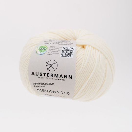100% Fire De Tricotat Din Lână Merino Austermann Merino 160 Exp 210 Fire De Tricotat Pentru Tricotat Croșetat Alb 160 M