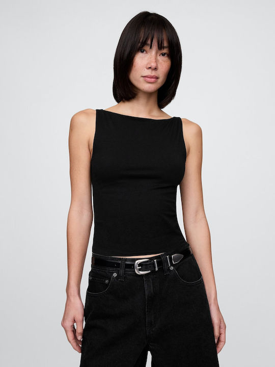 GAP Women's Crop Top Cotton Sleeveless Black