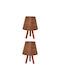 Set Of 2 Brown Wooden Tripod Table Lamps With Shades 15x32x20 Cm