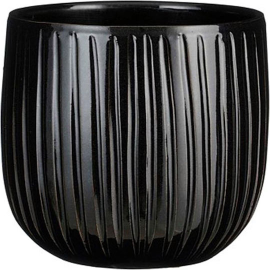 Mica Blumentopf Keramik Schwarz
