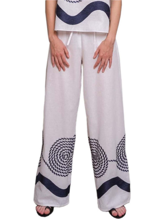 Capetanissa Γυναικείο Υφασμάτινο Παντελόνι White