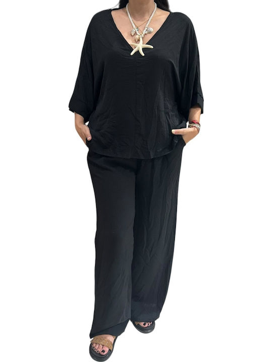 Women's Black Set with Pants with Elastic