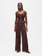 Damenjeans Mittelhohe Taille in Schlanker Passform Dark Brown