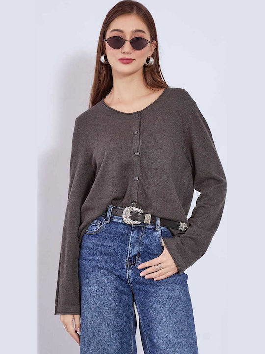 Celestino Women's Knitted Cardigan Soft Texture Anthracite