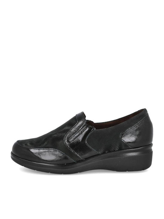 Ανατομικά Γυναικεία Slip-On Δερμάτινα Μαύρα