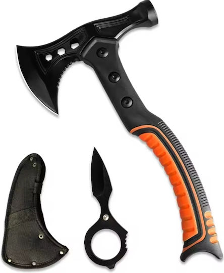Topor Multifuncțional de Camping Ciocan Cuțit de Aruncat Oțel Inoxidabil Mâner din Cauciuc 33,5 Cm