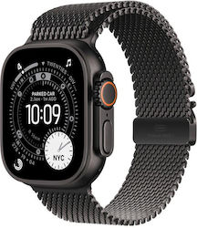 Apple Watch Ultra 3 49mm Black Titanium Case with Black Titanium Milanese Loop Apple Watch Ultra 3 49mm Black Titanium Case with Black Titanium Milanese Loop