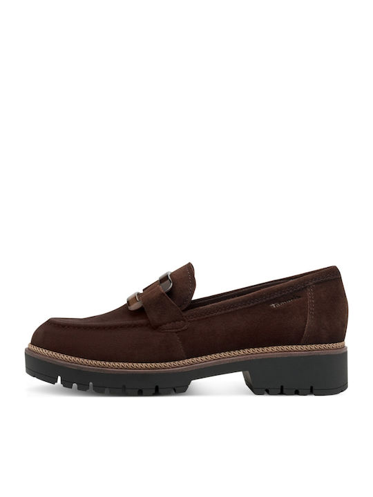 Leather Women's Loafers in Brown Color