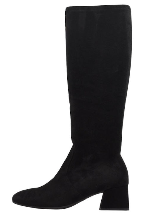 Suede Women's Boots with Zipper Black