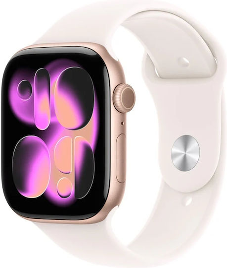 Apple Watch Series 11 Aluminium 46mm Wasserdicht mit Pulsmesser (Rose Gold  Aluminium Case with Light Blush Sport Band - S/M)