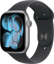 Apple Watch Series 11 Cellular 46mm Space Grey Aluminium Case with Black Sport Band