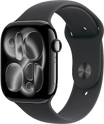 Apple Watch Series 11 Aluminium 46mm Waterproof with eSIM and Heart Rate Monitor (Jet Black Aluminium Case with Black Sport Band - S/M)