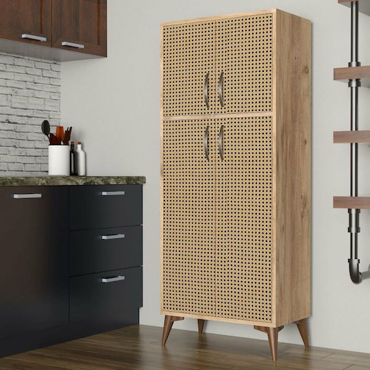 Große Größe Mehrzweckschrank aus Kiefernholz Hazeran mit Türen 62x35x155cm