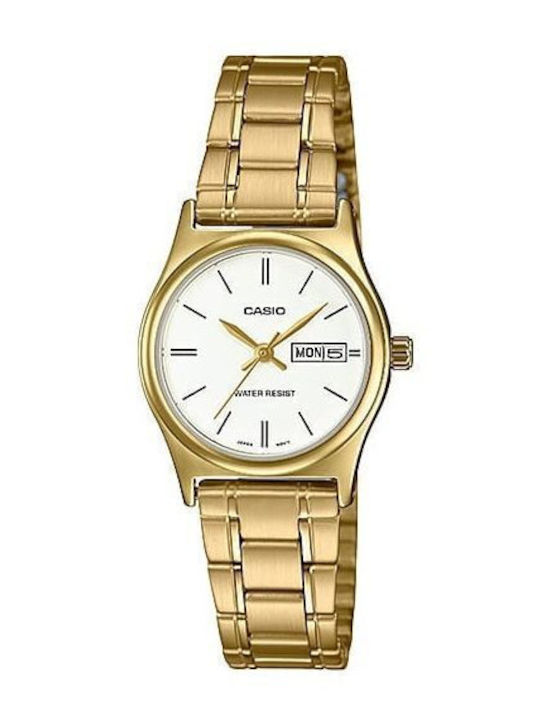 Casio Γυναικείο Ρολόι Μπαταρίας με Χρυσό Μεταλλ...