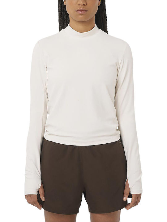 Bliss Women's Athletic Crop Top Long Sleeve Fast Drying Ecru