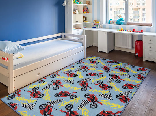 Детски Килим Playroom Машини Светлосин 160x240