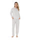 Siyah Inci Winter Damen Pyjama-Set Ecru