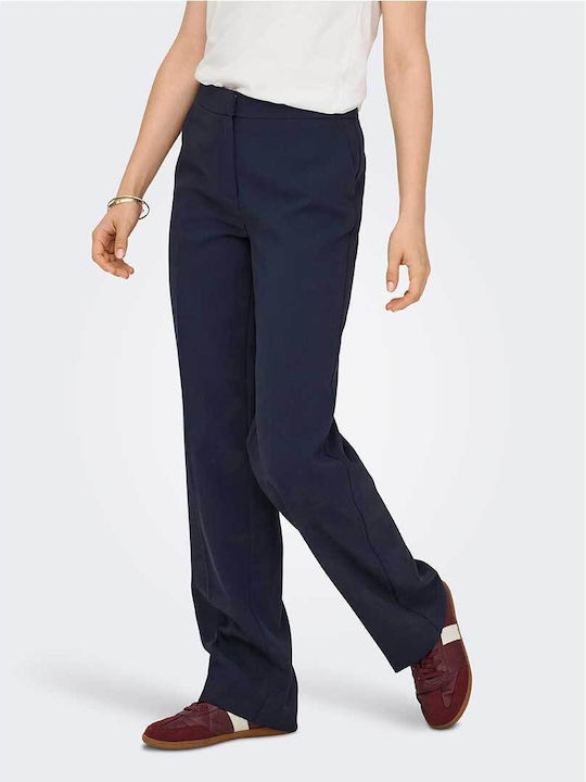 Dama Tesatura Pantaloni cu Croială Dreaptă Blue