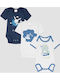 Minerva Astro Dino Mâneca scurta Light Blue, White 3buc