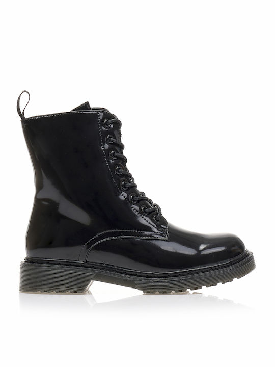 Tsoukalas Stiefeletten Damen aus Lackleder Schwarz