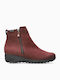Leder Stiefeletten Damen Burgundisch