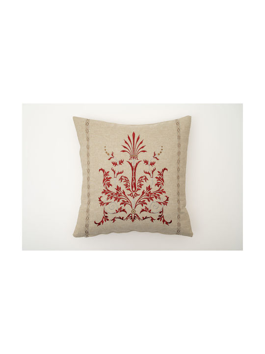 F&L Decorative Pillow Case Beige & Burgundy 45x45cm