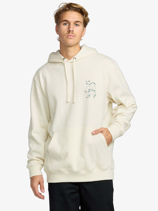 Up The Beach Sweatshirt with Hood Off White