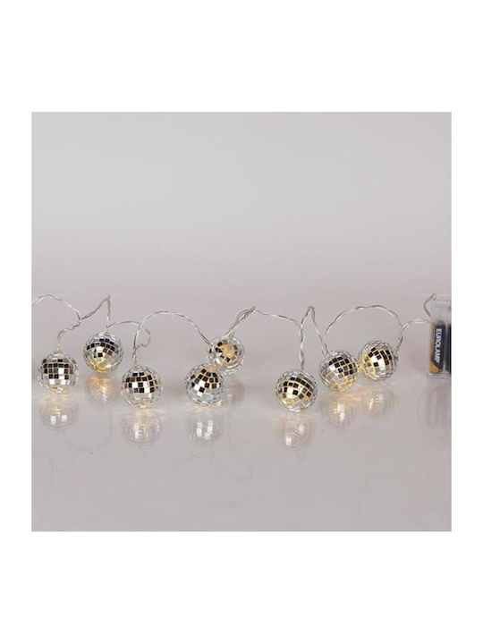 10 Lights LED 1.35m. Warm White Battery in Stri...