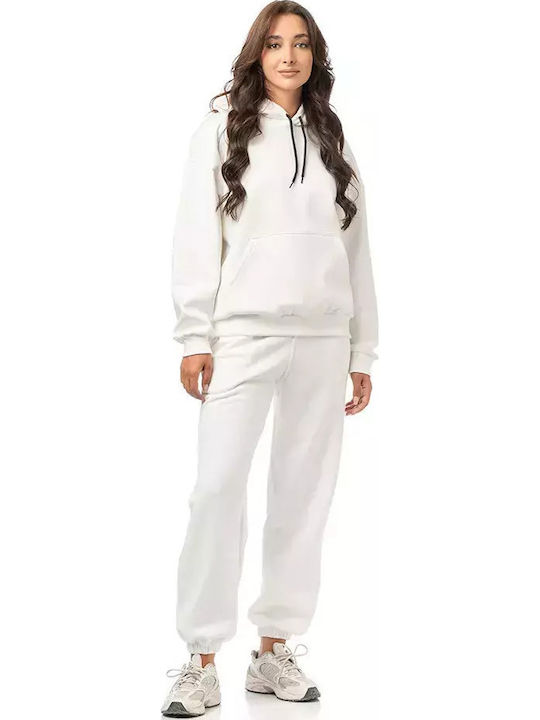 Bodymove Damen Sweatshirt Kapuzen Ecru