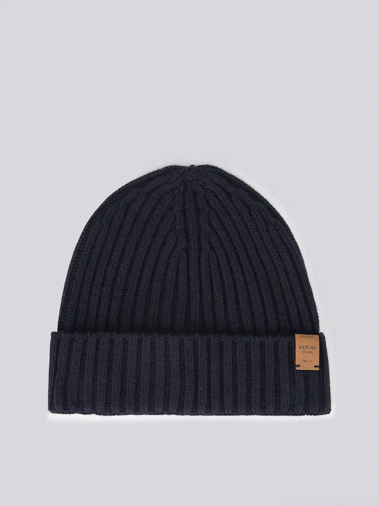 Beanie Ανδρικός Σκούφος με Rib Πλέξη σε Μπλε χρώμα